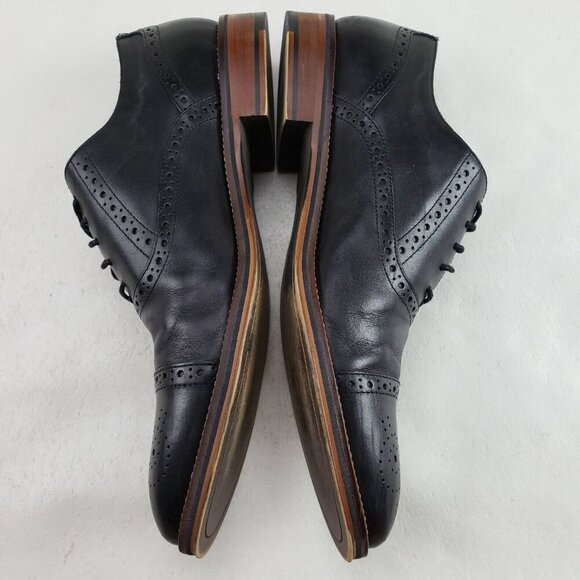 Johnston Murphy Conard Leather Oxford Mens 13 Black Brogue Cap Toe Dress Shoe - Picture 6 of 12